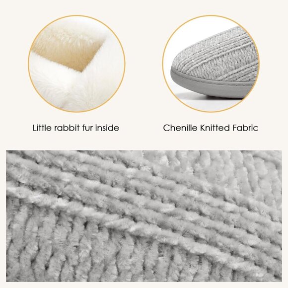 Women Memory Foam House Slippers Fuzzy Indoor Outdoor Slip-On Cozy Comfortable - Picture 2 of 6